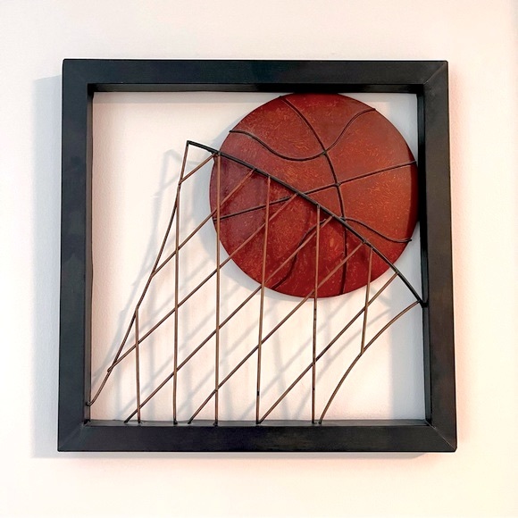 Other - Basketball Rustic Sports Metal Frame Wall Hanging 16” x 16”